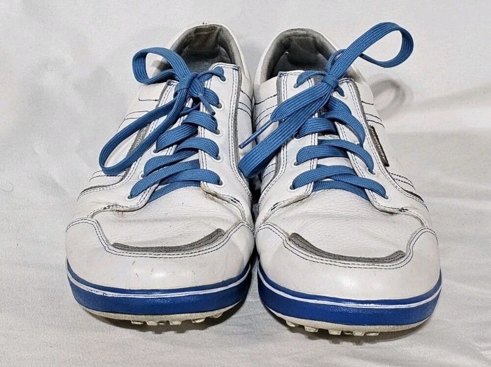 Ashworth Cardiff ADC Spikeless Golf Shoes White Blue Men's Size 10.5 Leather - Picture 4 of 13